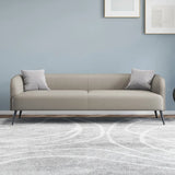 Cream Gray Stain Resistant Leather Square Arm Loveseat Image - 18
