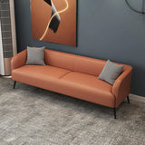 Cream Gray Stain Resistant Leather Square Arm Loveseat Image - 2