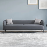 Cream Gray Stain Resistant Leather Square Arm Loveseat Image - 20