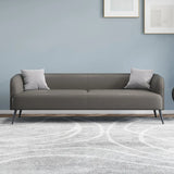 Cream Gray Stain Resistant Leather Square Arm Loveseat Image - 21