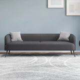 Cream Gray Stain Resistant Leather Square Arm Loveseat Image - 22
