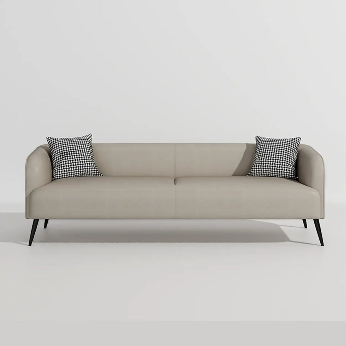 Cream Gray Stain Resistant Leather Square Arm Loveseat Image - 23