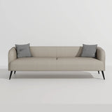 Cream Gray Stain Resistant Leather Square Arm Loveseat Image - 23