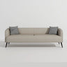 Cream Gray Stain Resistant Leather Square Arm Loveseat Image - 23