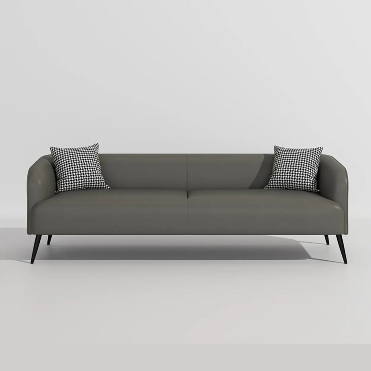 Cream Gray Stain Resistant Leather Square Arm Loveseat Image - 24