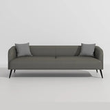 Cream Gray Stain Resistant Leather Square Arm Loveseat Image - 24
