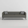 Cream Gray Stain Resistant Leather Square Arm Loveseat Image - 24