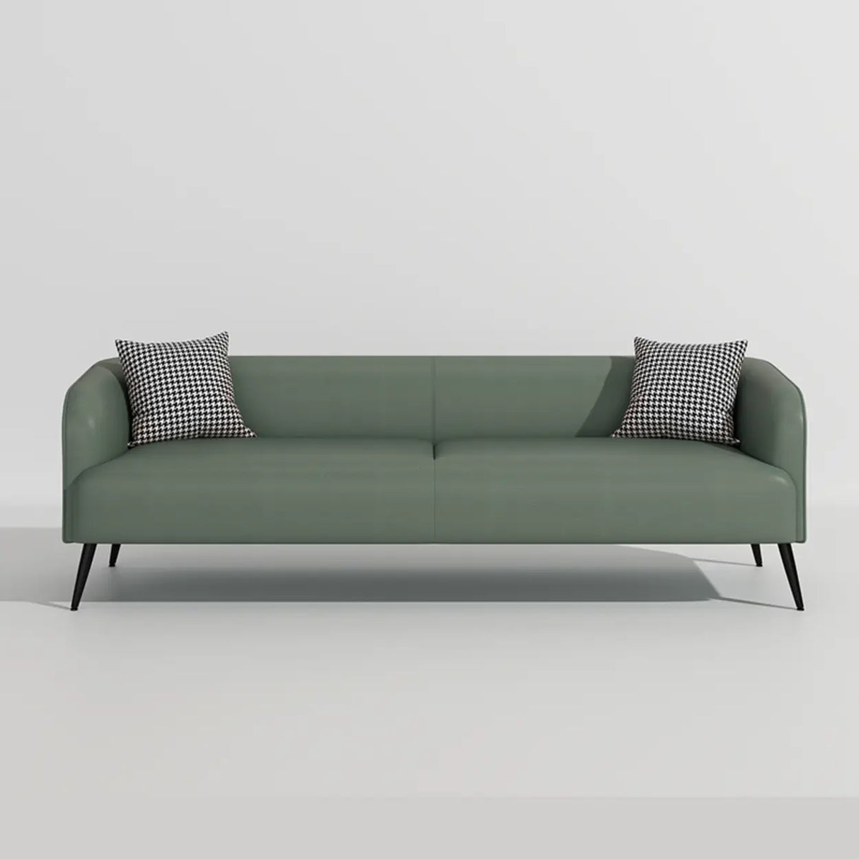 Cream Gray Stain Resistant Leather Square Arm Loveseat Image - 25