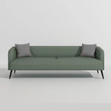 Cream Gray Stain Resistant Leather Square Arm Loveseat Image - 25