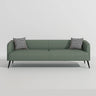 Cream Gray Stain Resistant Leather Square Arm Loveseat Image - 25