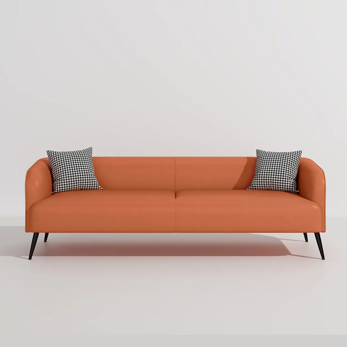 Cream Gray Stain Resistant Leather Square Arm Loveseat Image - 26