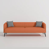 Cream Gray Stain Resistant Leather Square Arm Loveseat Image - 26