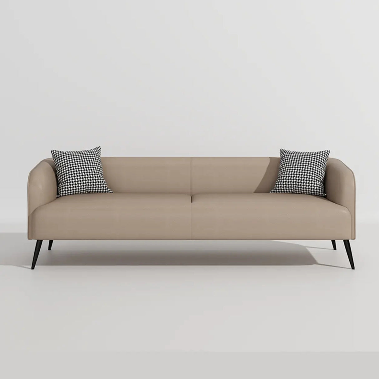 Cream Gray Stain Resistant Leather Square Arm Loveseat Image - 27