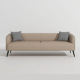 Cream Gray Stain Resistant Leather Square Arm Loveseat Image - 27