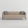 Cream Gray Stain Resistant Leather Square Arm Loveseat Image - 27