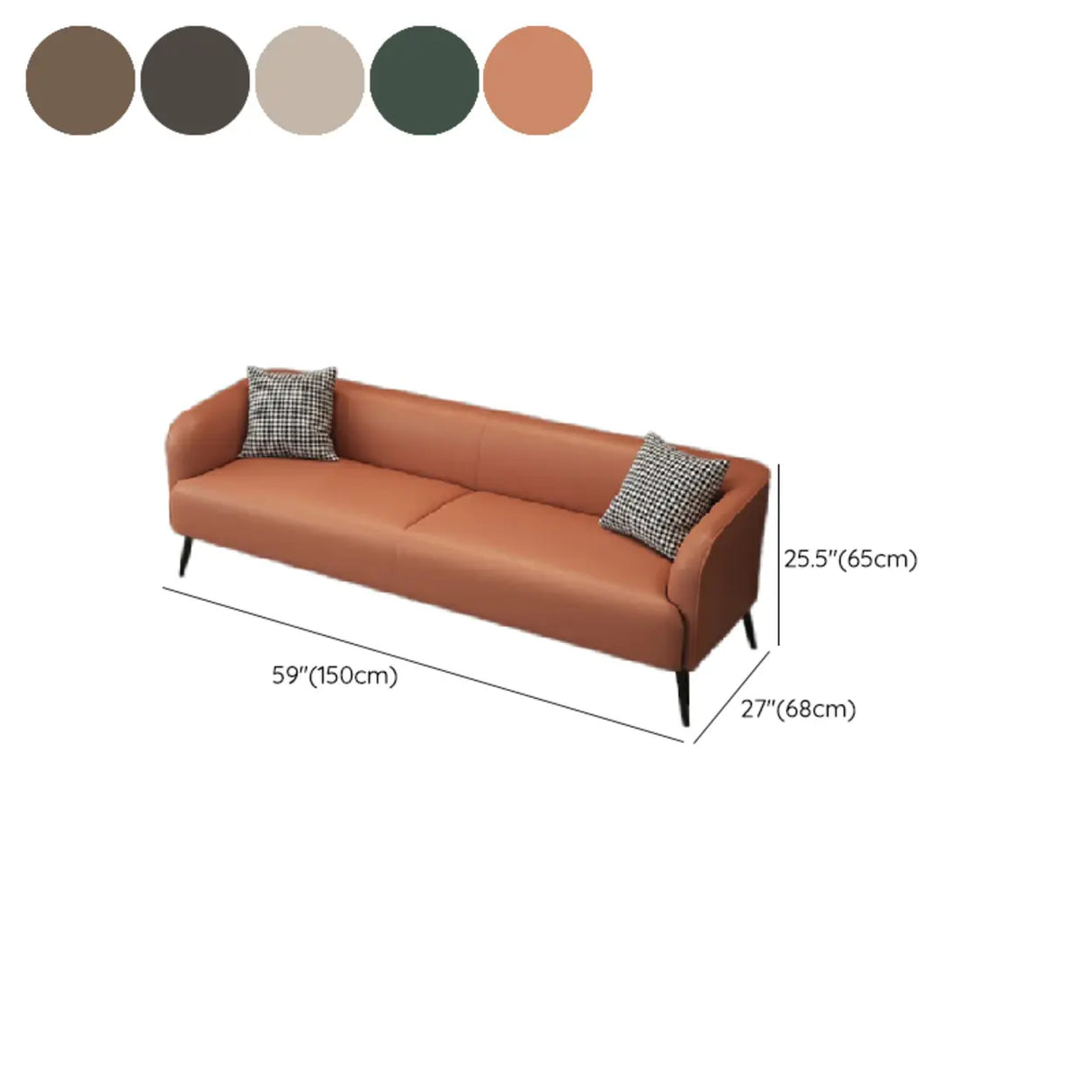 Cream Gray Stain Resistant Leather Square Arm Loveseat 