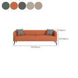 Cream Gray Stain Resistant Leather Square Arm Loveseat Image - 30