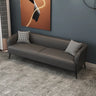 Cream Gray Stain Resistant Leather Square Arm Loveseat Image - 4