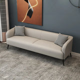 Cream Gray Stain Resistant Leather Square Arm Loveseat Image - 7