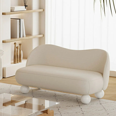 Cream Gray Tech Cloth Tight Back White Leg Loveseat Image - 1
