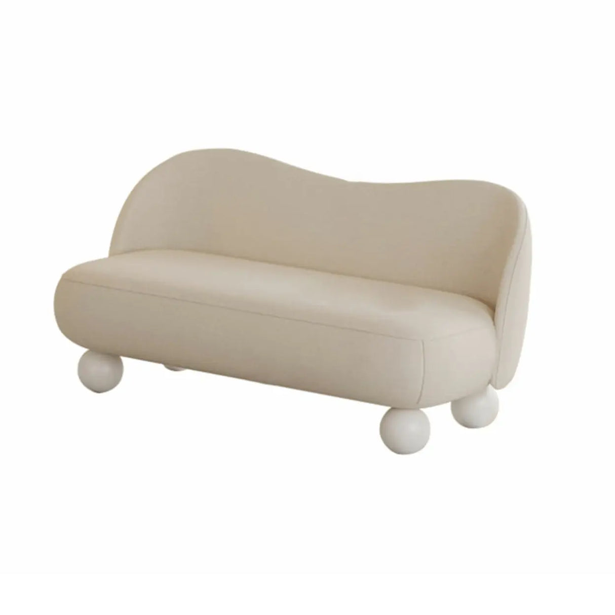 Cream Gray Tech Cloth Tight Back White Leg Loveseat Image - 10