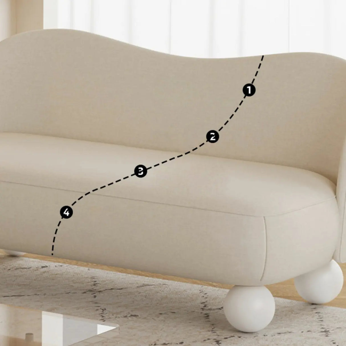 Cream Gray Tech Cloth Tight Back White Leg Loveseat Image - 11