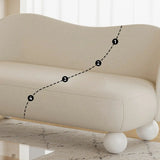 Cream Gray Tech Cloth Tight Back White Leg Loveseat Image - 11