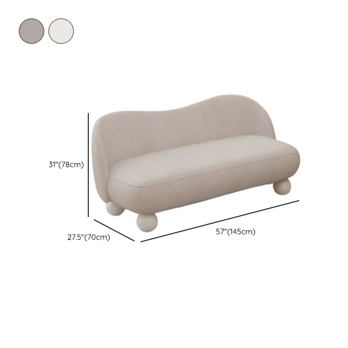 Cream Gray Tech Cloth Tight Back White Leg Loveseat Image - 15