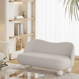 Cream Gray Tech Cloth Tight Back White Leg Loveseat Image - 2