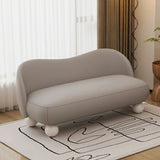 Cream Gray Tech Cloth Tight Back White Leg Loveseat Image - 3