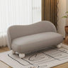 Cream Gray Tech Cloth Tight Back White Leg Loveseat Image - 3
