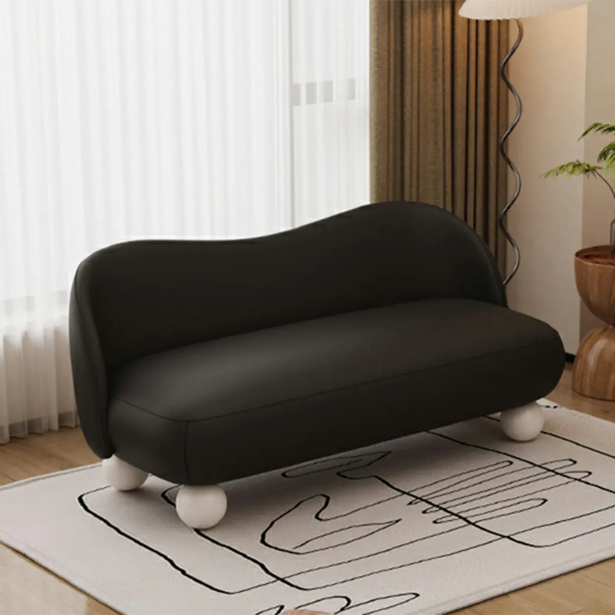 Cream Gray Tech Cloth Tight Back White Leg Loveseat Image - 6