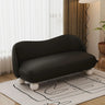 Cream Gray Tech Cloth Tight Back White Leg Loveseat Image - 6