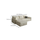 Cream Large L-Shape Leather Storage Included Sectional Sofa #size