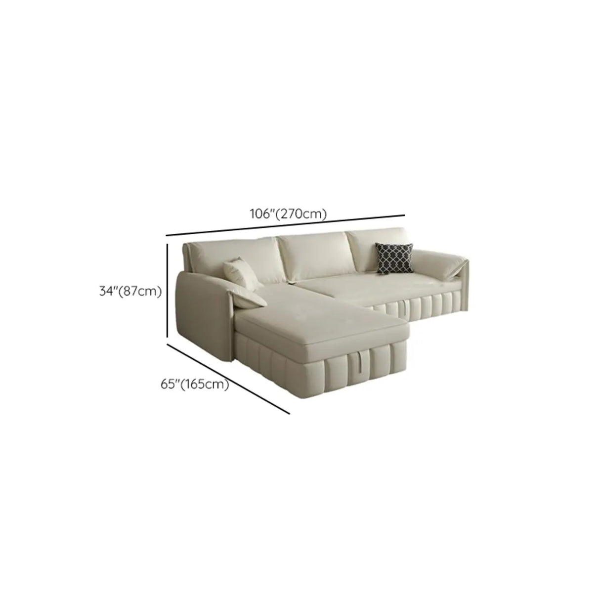 Cream Large L-Shape Leather Storage Included Sectional Sofa Image - 14
