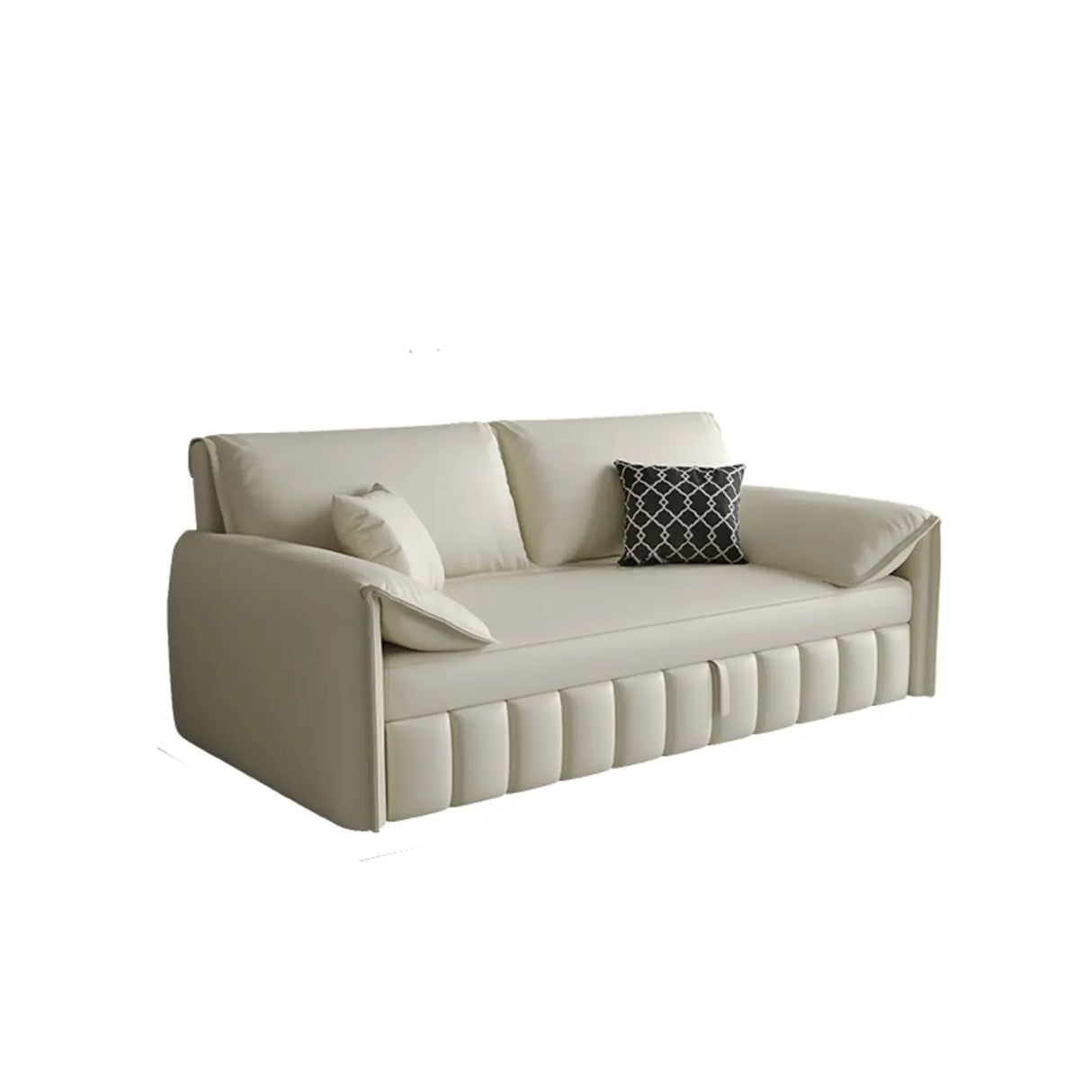 Cream Large L-Shape Leather Storage Included Sectional Sofa Image - 5