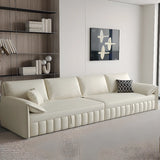 Cream Large L-Shape Leather Storage Included Sectional Sofa Image - 6