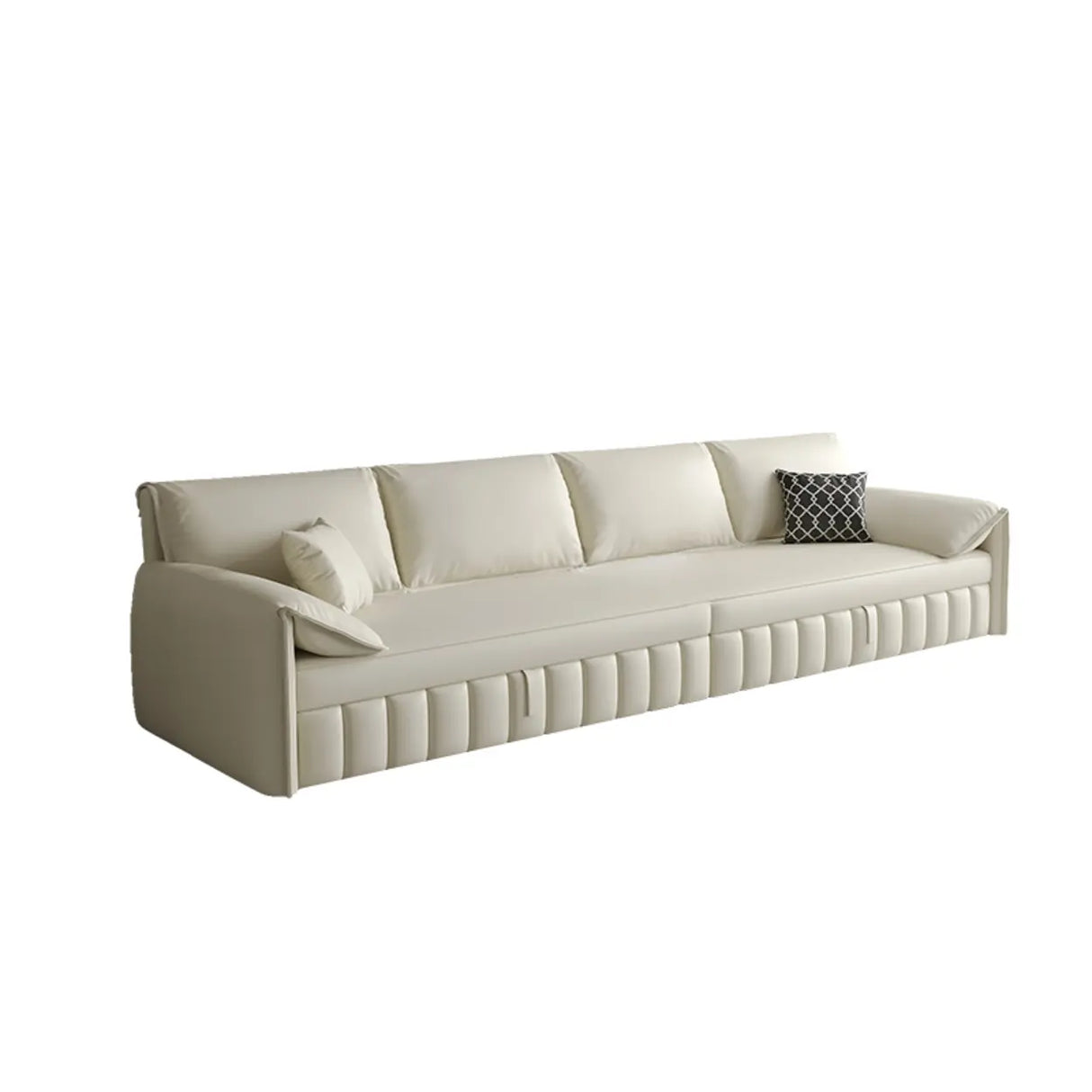 Cream Large L-Shape Leather Storage Included Sectional Sofa Image - 7