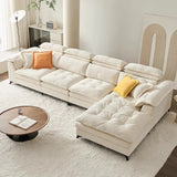 Cream Medium Comfort L-Shape Fabric Pillow Back Sofa Image - 1