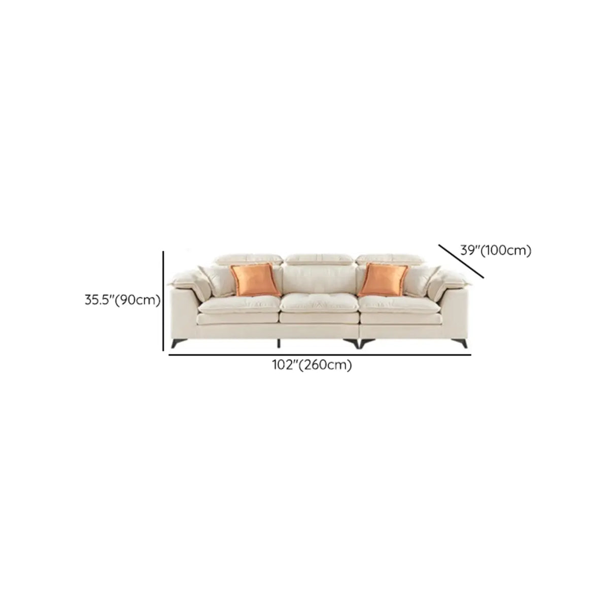 Cream Medium Comfort L-Shape Fabric Pillow Back Sofa Image - 14
