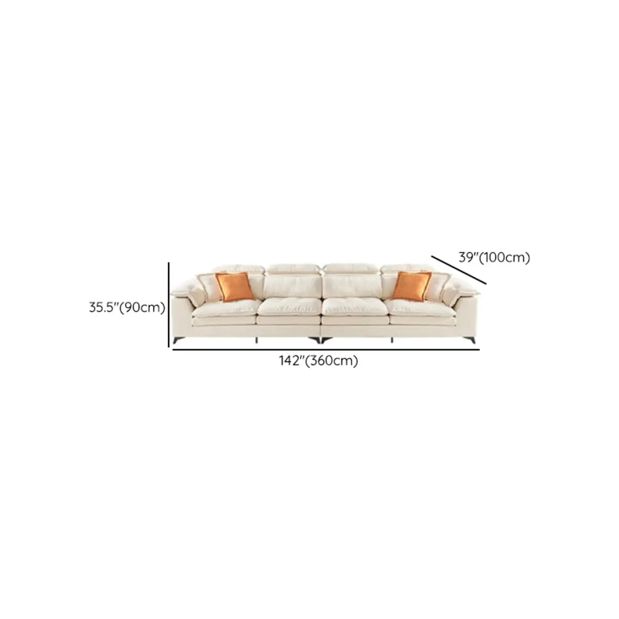Cream Medium Comfort L-Shape Fabric Pillow Back Sofa Image - 16