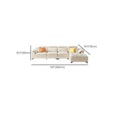 Cream Medium Comfort L-Shape Fabric Pillow Back Sofa Image - 18