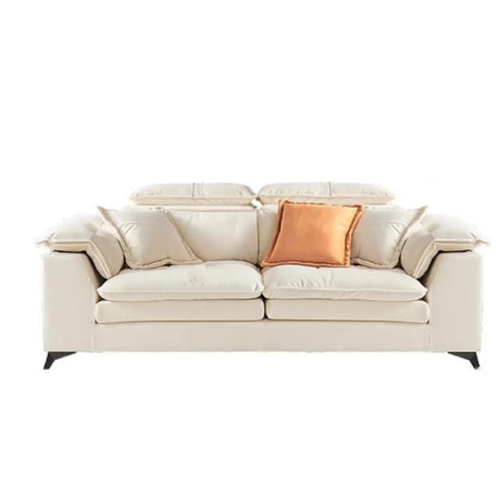 Cream Medium Comfort L-Shape Fabric Pillow Back Sofa Image - 2