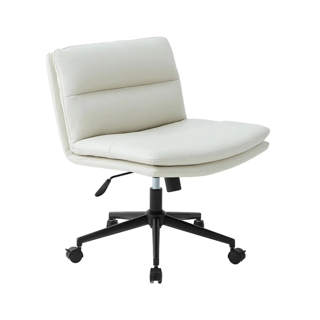 Cream Modern Ergonomic Hide Skin Adjustable Office Chair Image - 9