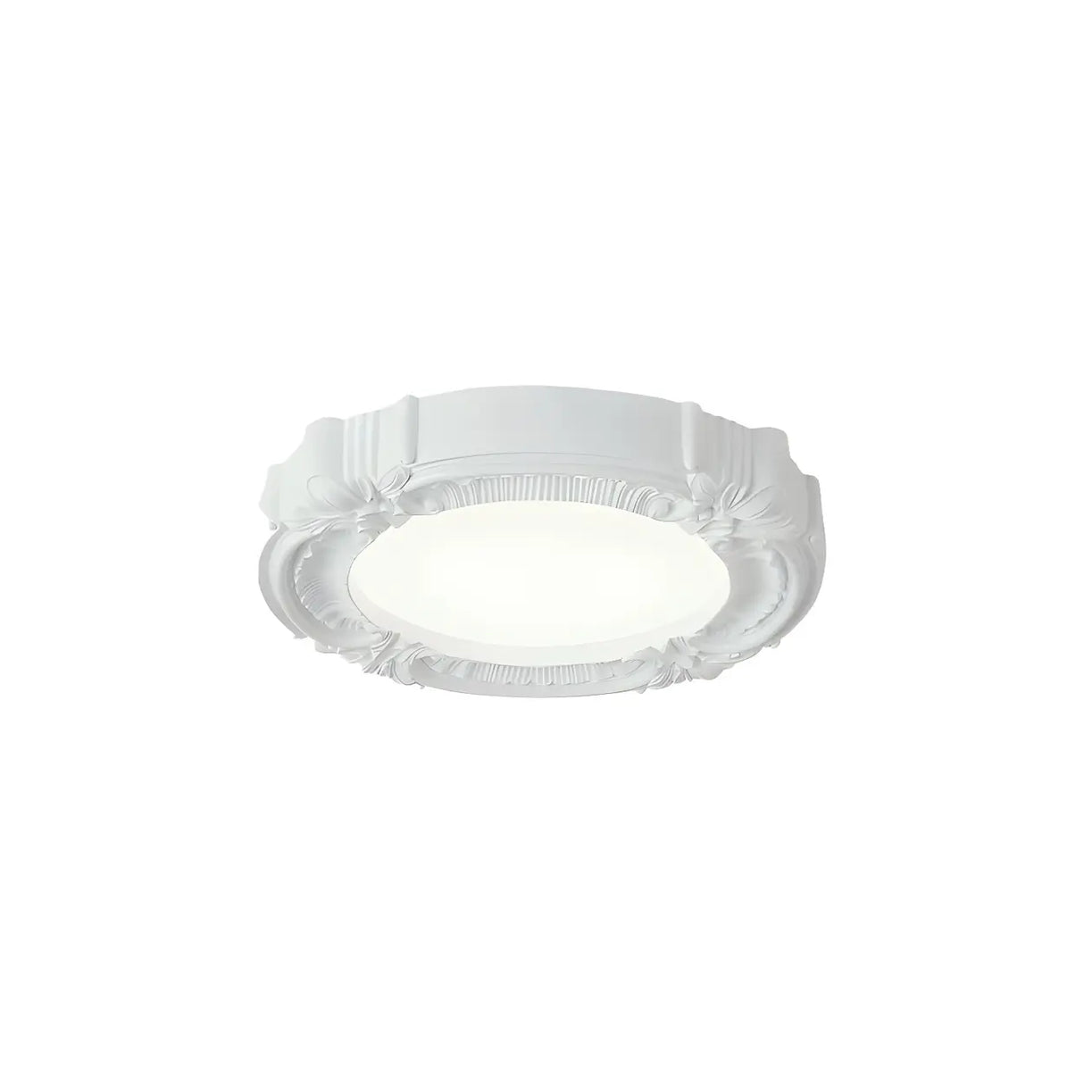 Cream Resin Round Carving LED Flush Mount Ceiling Light Image - 3