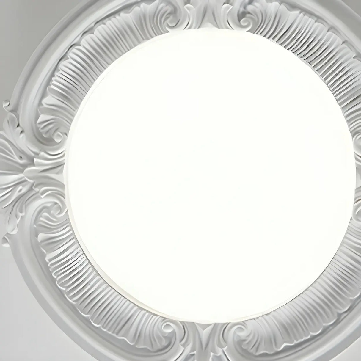 Cream Resin Round Carving LED Flush Mount Ceiling Light Image - 7
