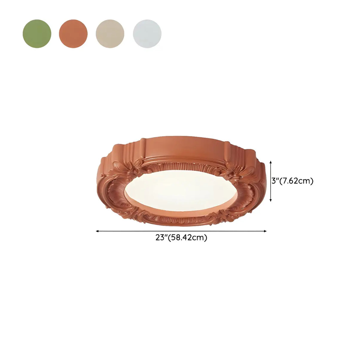 Cream Resin Round Carving LED Flush Mount Ceiling Light 