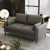 Cream Scratch Resistant Faux Leather Loveseat with Legs Image - 20