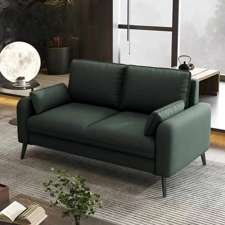 Cream Scratch Resistant Faux Leather Loveseat with Legs Image - 2