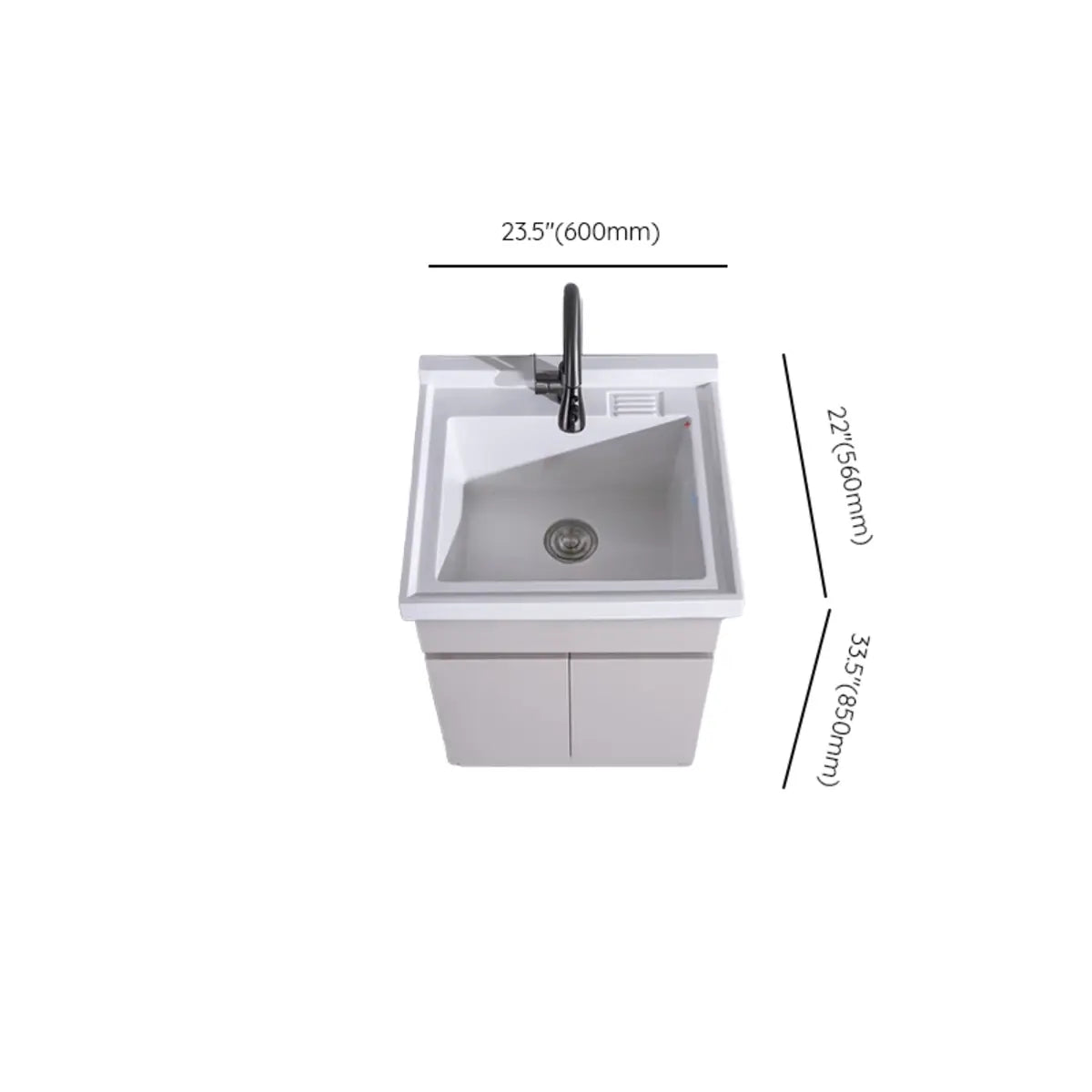 Cream Stone Top Wood Shelves Bathroom Vanity with Sink Image - 24